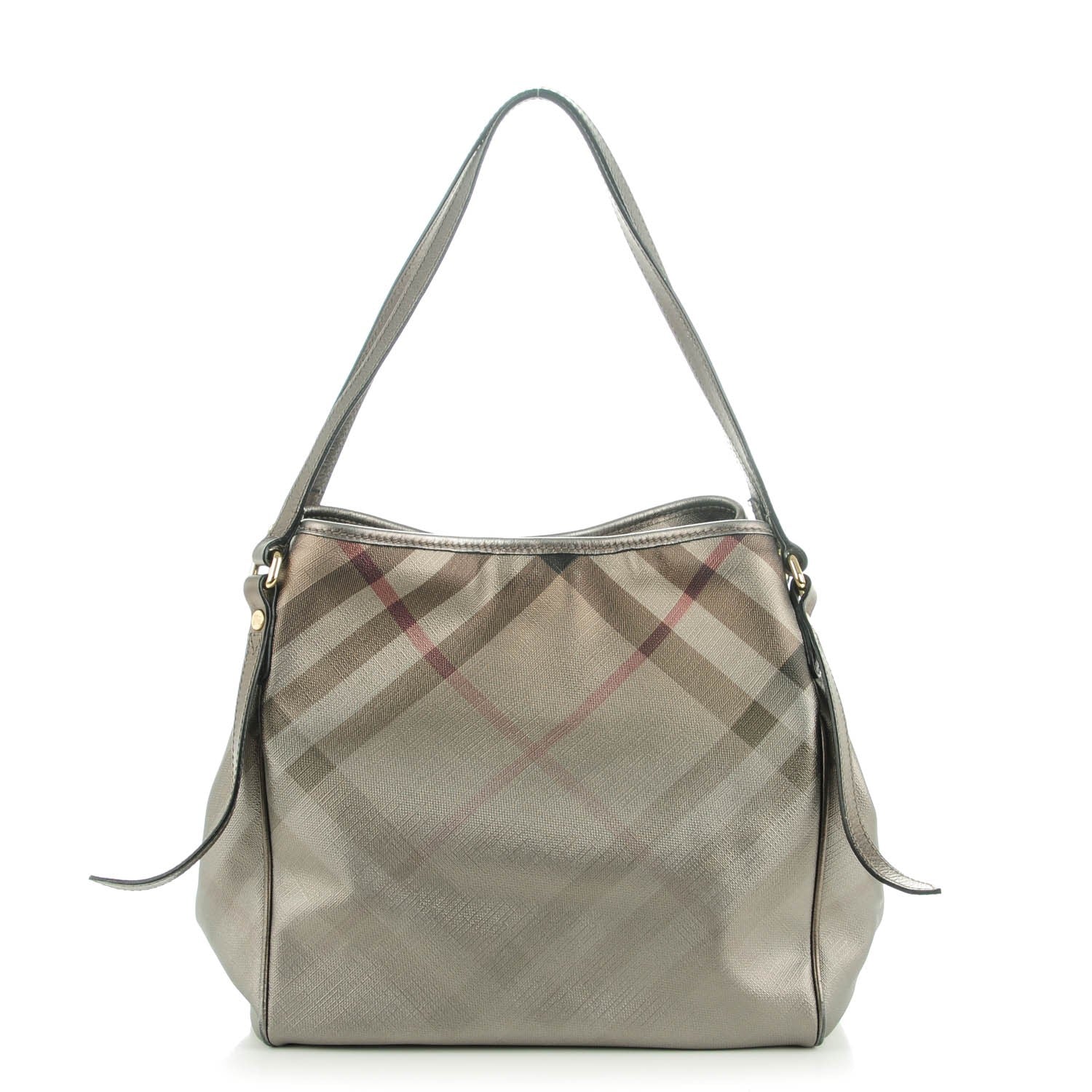 Burberry Metallic Nova Check Small Canterbury Tote Silver 1 of 8