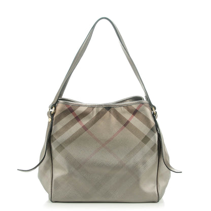 Burberry Metallic Nova Check Small Canterbury Tote Silver 1 of 8