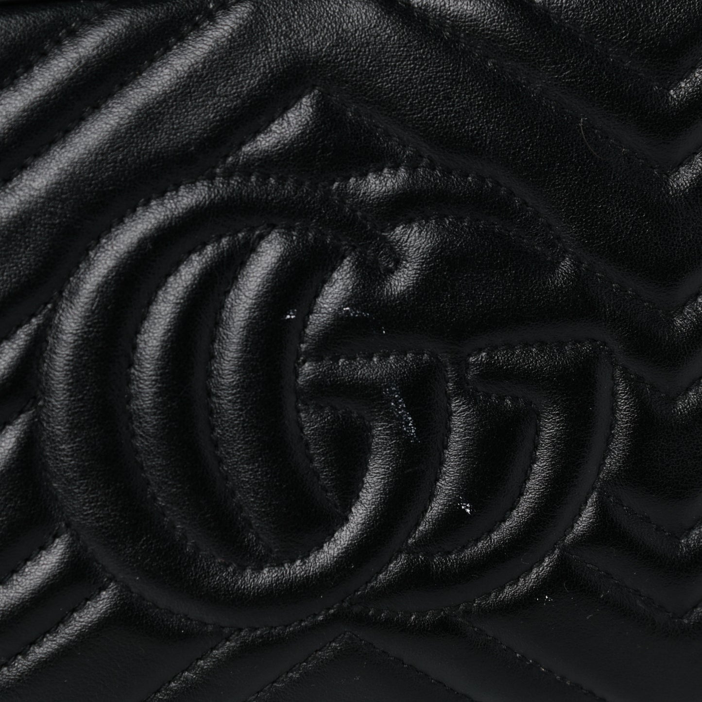 Calfskin Matelasse Small GG Marmont Chain Shoulder Bag Black