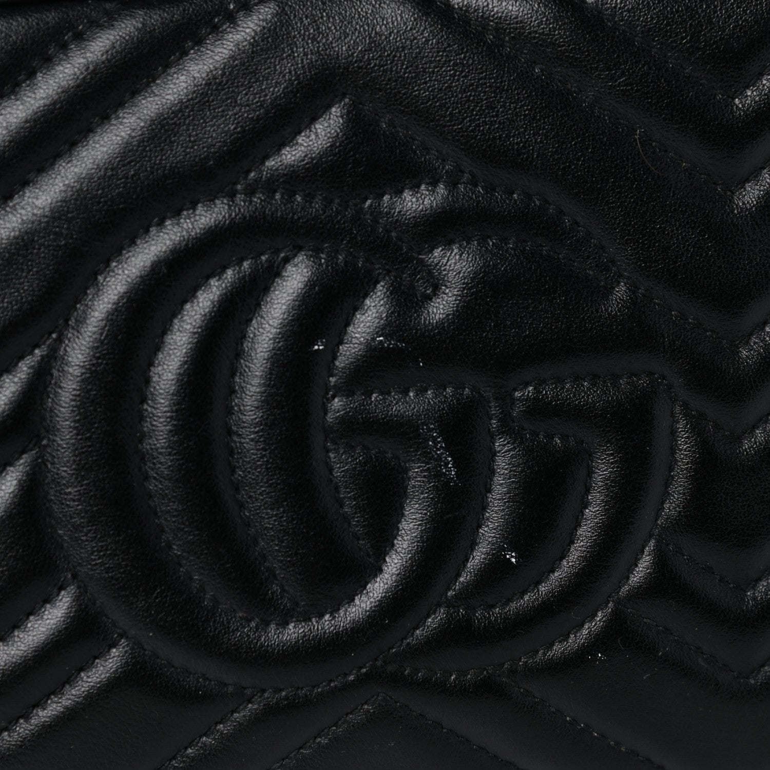 Gucci Calfskin Matelasse Small GG Marmont Chain Shoulder Bag Black 12 of 18