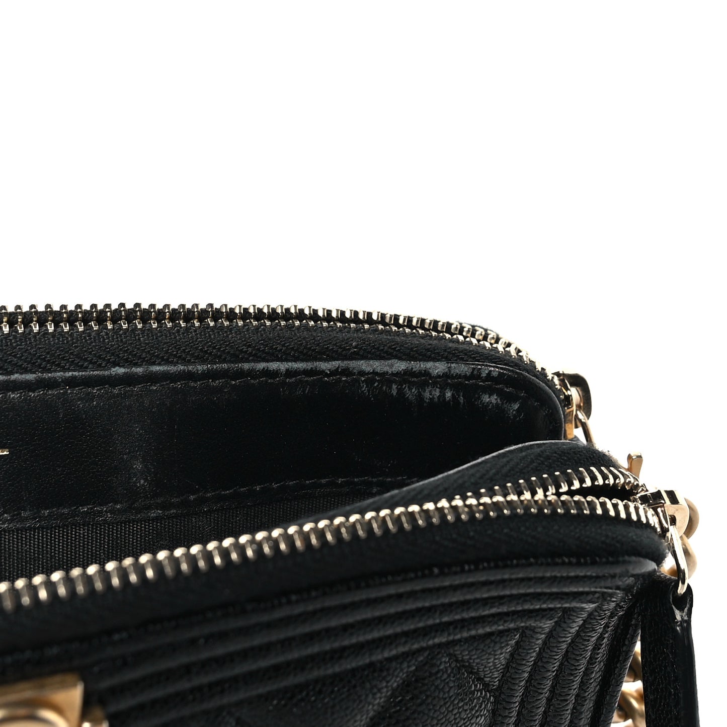 Caviar Quilted Small Boy Clutch With Chain Black