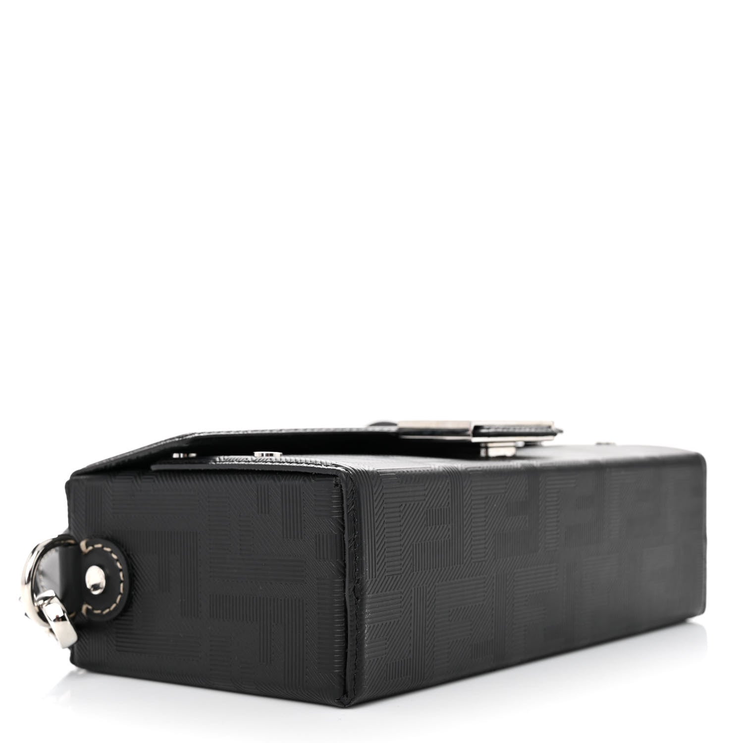 Fendi Vitello King FF Lines Embossed Baguette Soft Trunk Black 4 of 12