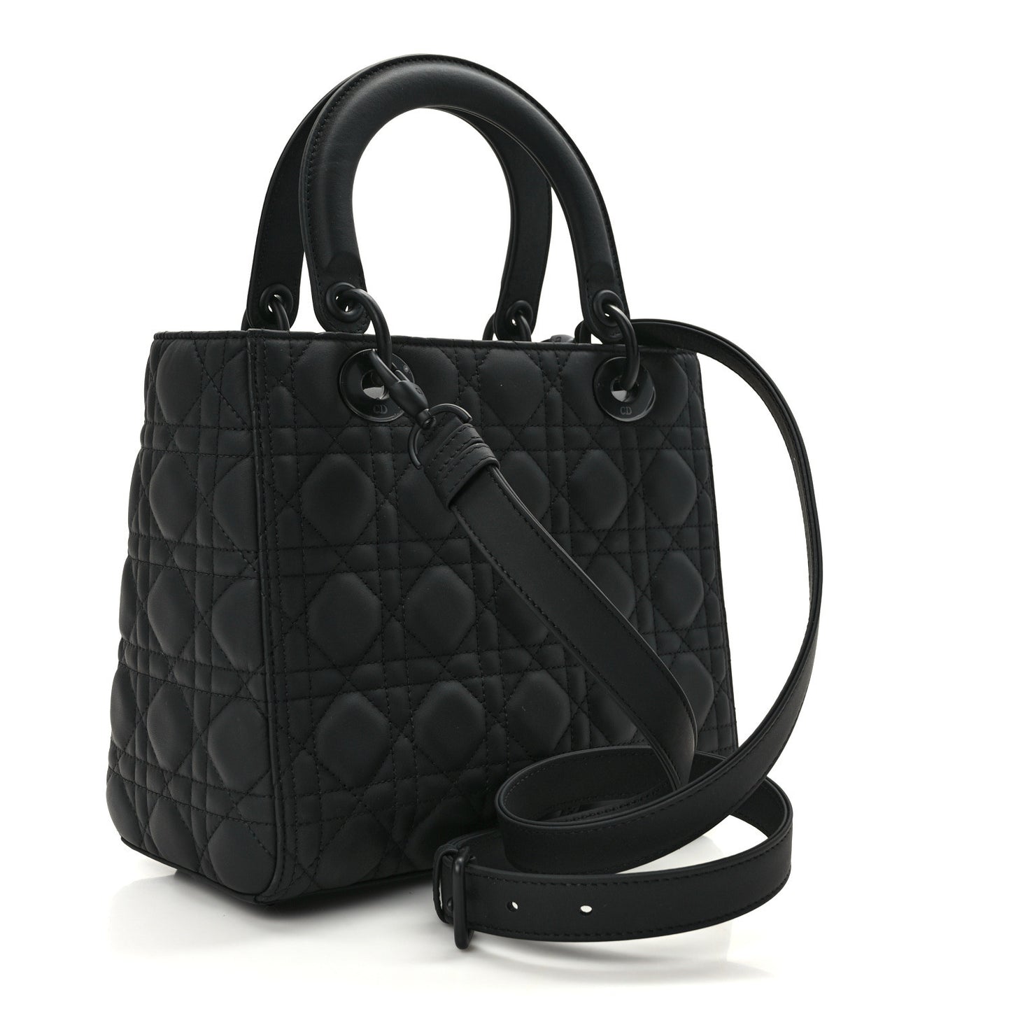 Ultra Matte Calfskin Cannage Medium Lady Dior Black