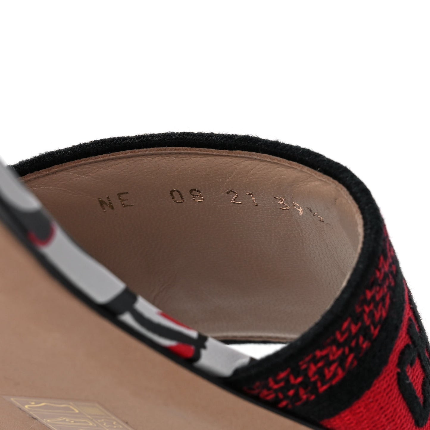 Canvas Cupidon Embroidered Dway Flat Slide Sandals 39.5 Black Red