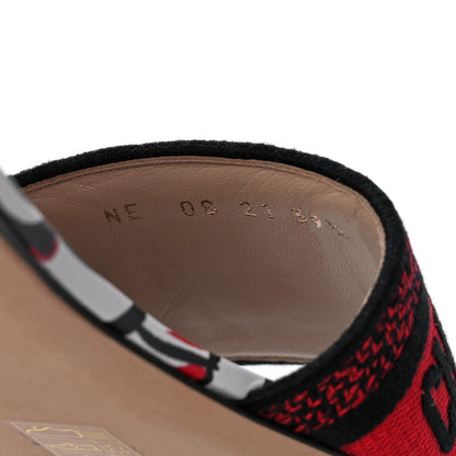 Christian Dior Canvas Cupidon Embroidered Dway Flat Slide Sandals 39.5 Black Red 8 of 9