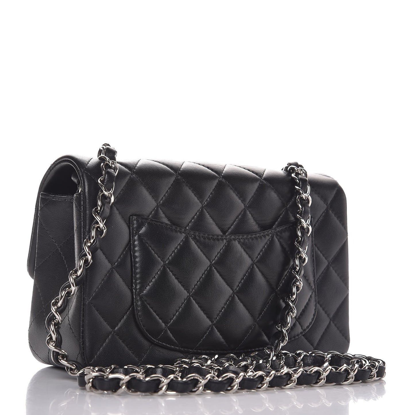 Lambskin Quilted Mini Rectangular Flap Black