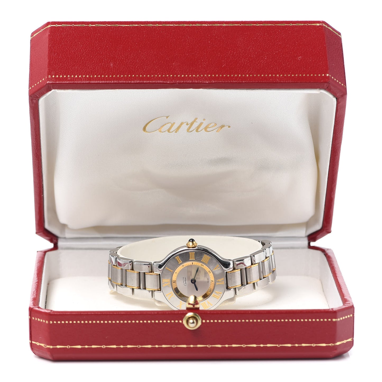 Stainless Steel 18K Yellow Gold 28mm Must De 21 Quartz Watch