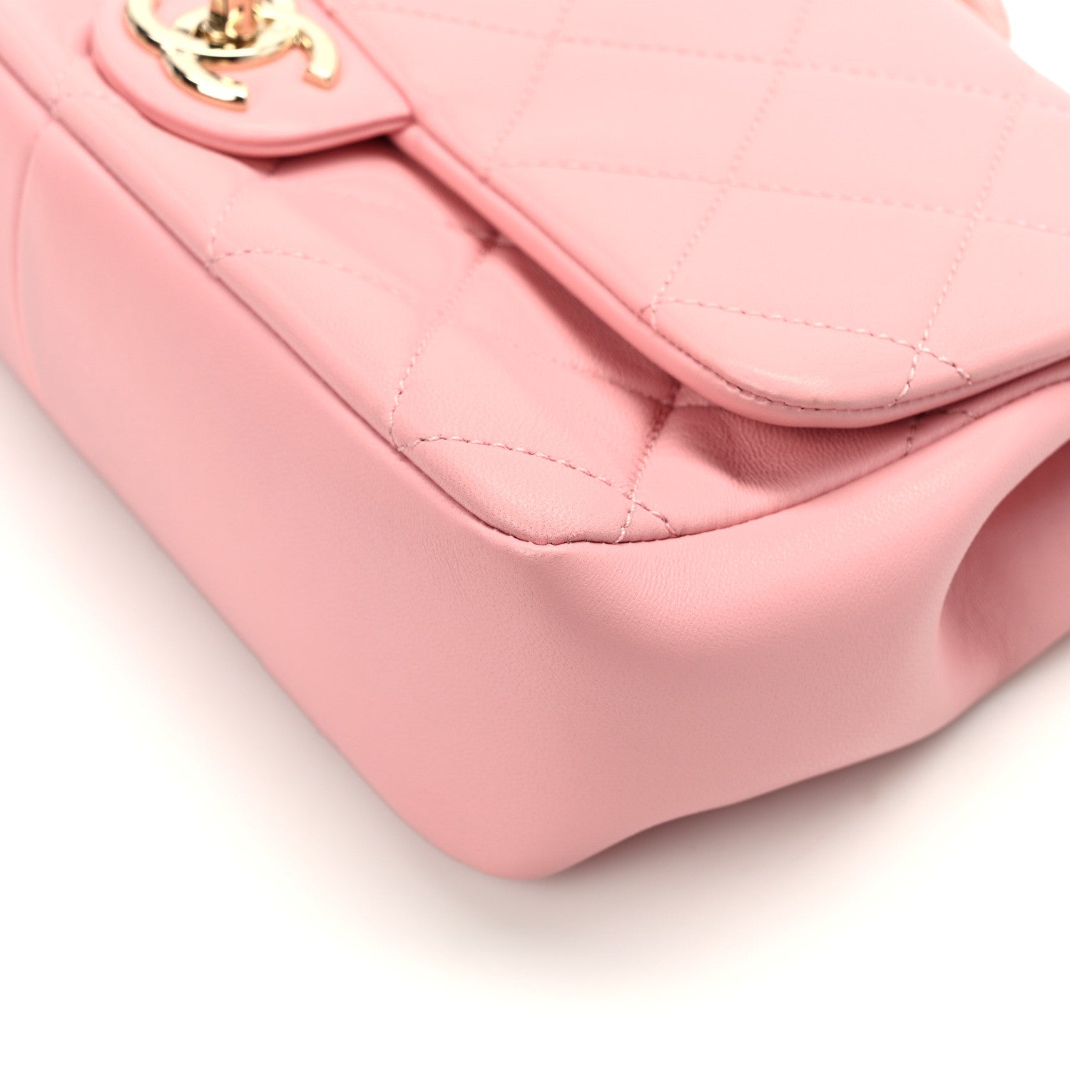Chanel Lambskin Quilted Resin Bi-Color Chain Flap Bag Pink 12 of 12