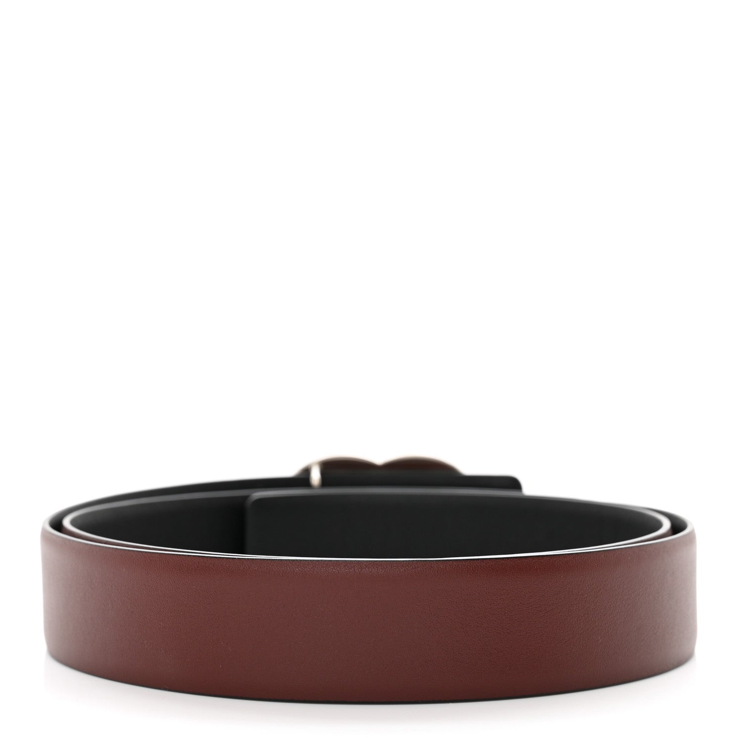 Chanel Calfskin CC Reversible Belt 85 34 Black Burgundy 2 of 6