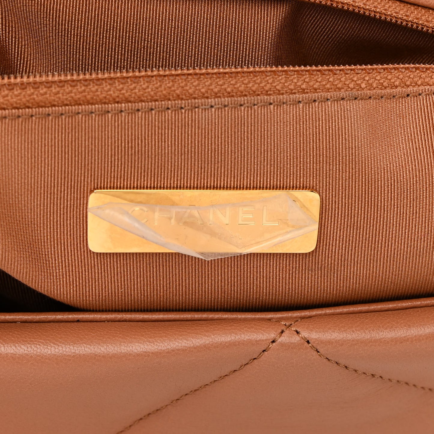 Lambskin Quilted Large Chanel 19 Flap Brown