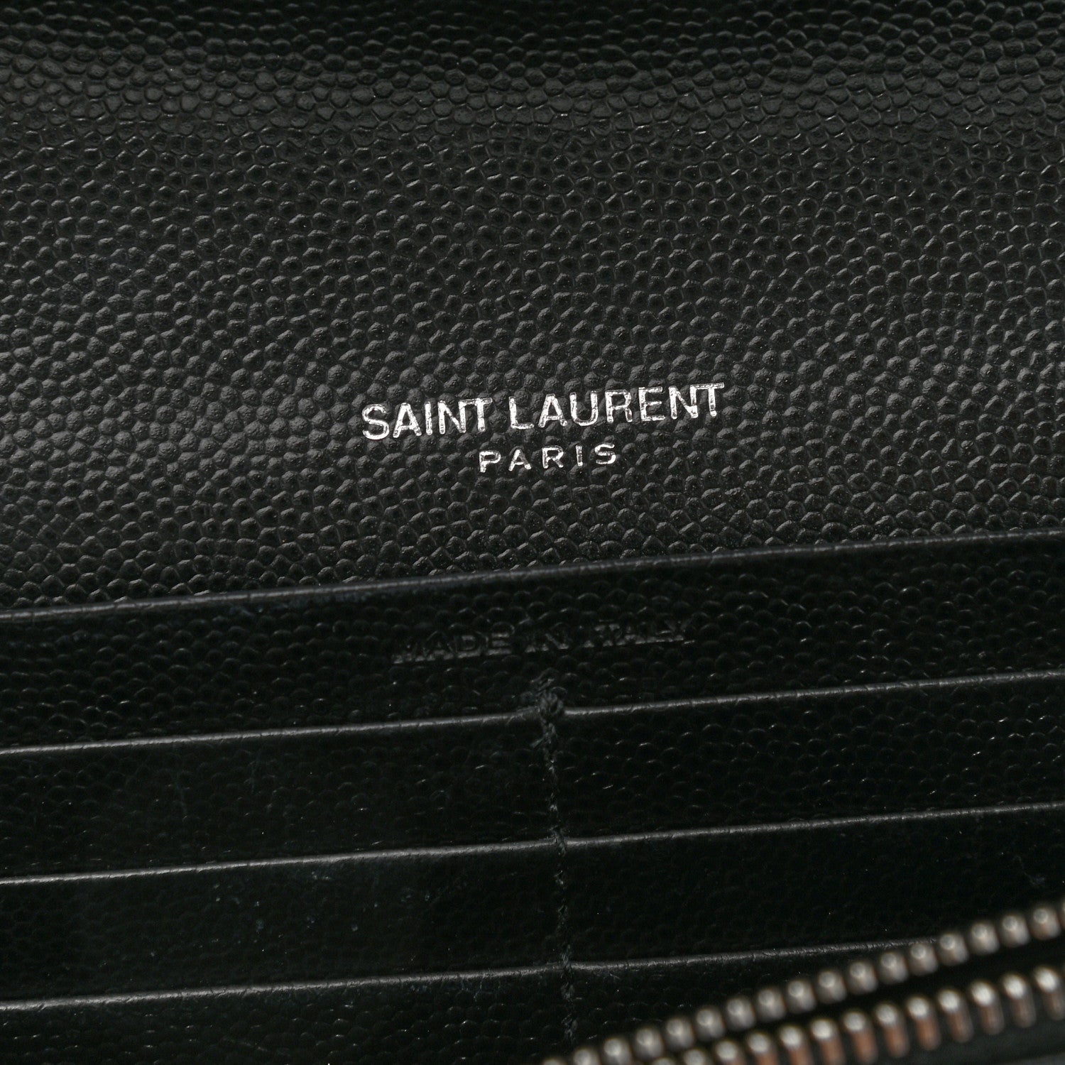 Saint Laurent Grain De Poudre Matelasse Chevron Monogram Flap Wallet Black 6 of 8