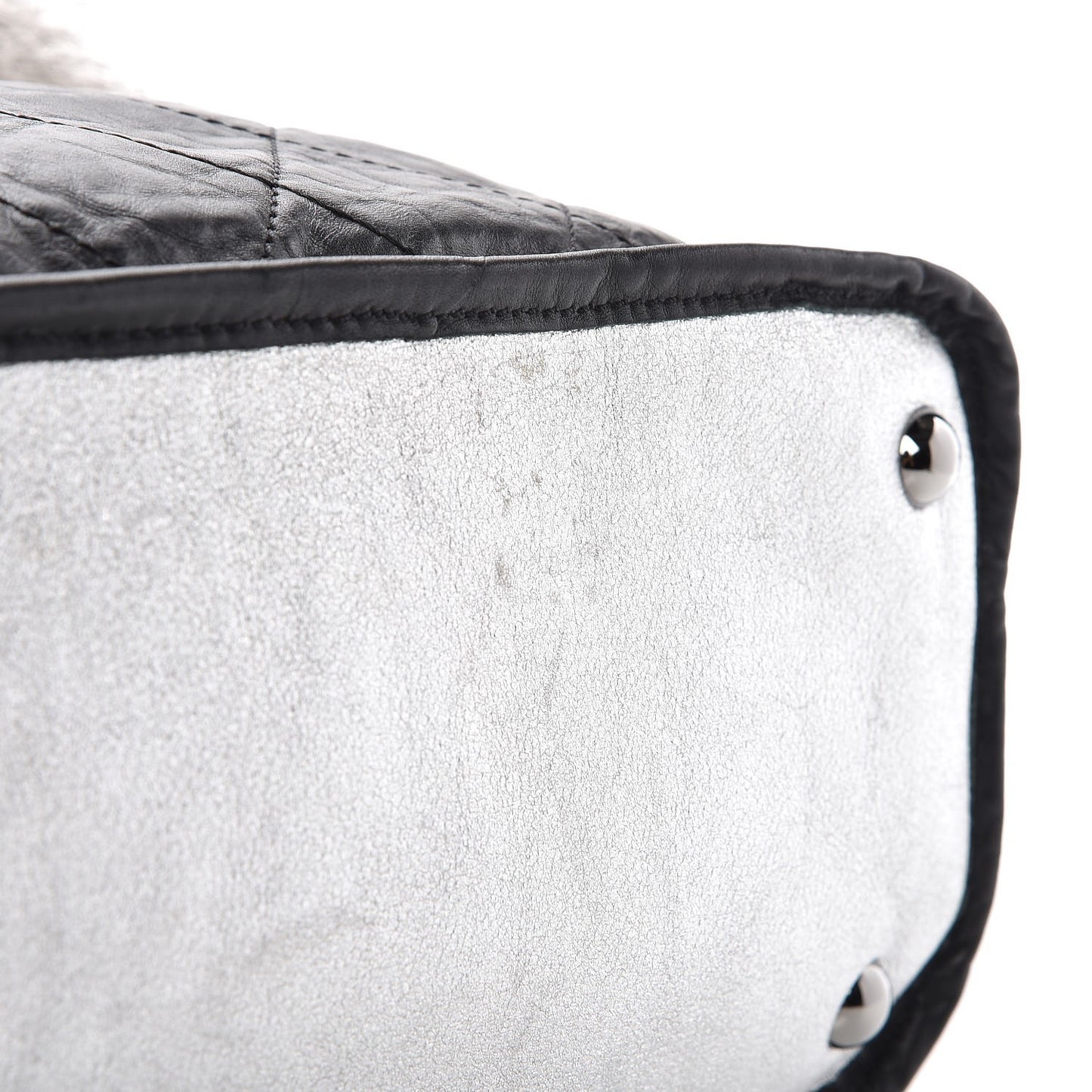 Aged Calfskin Tweed Inuit Fantasy Fur Tote Black
