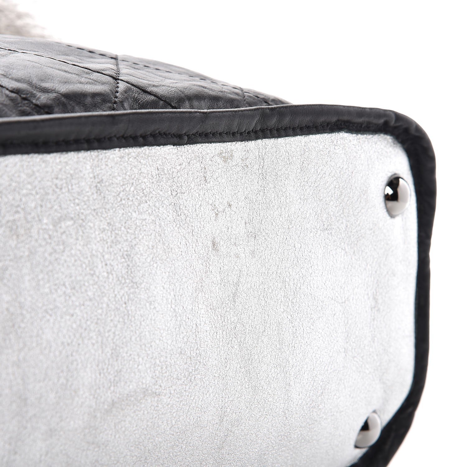 Chanel Aged Calfskin Tweed Inuit Fantasy Fur Tote Black 9 of 9