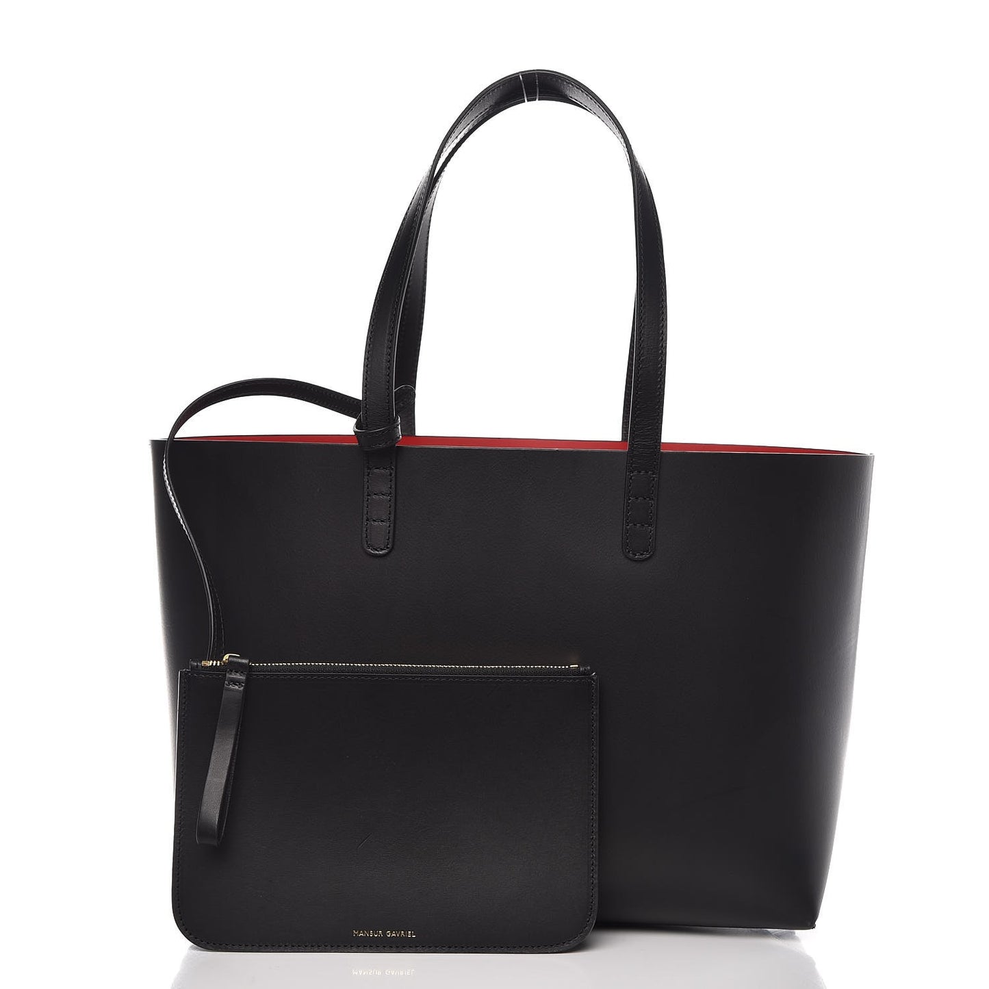 Calfskin Small Shopping Tote Black Flamma