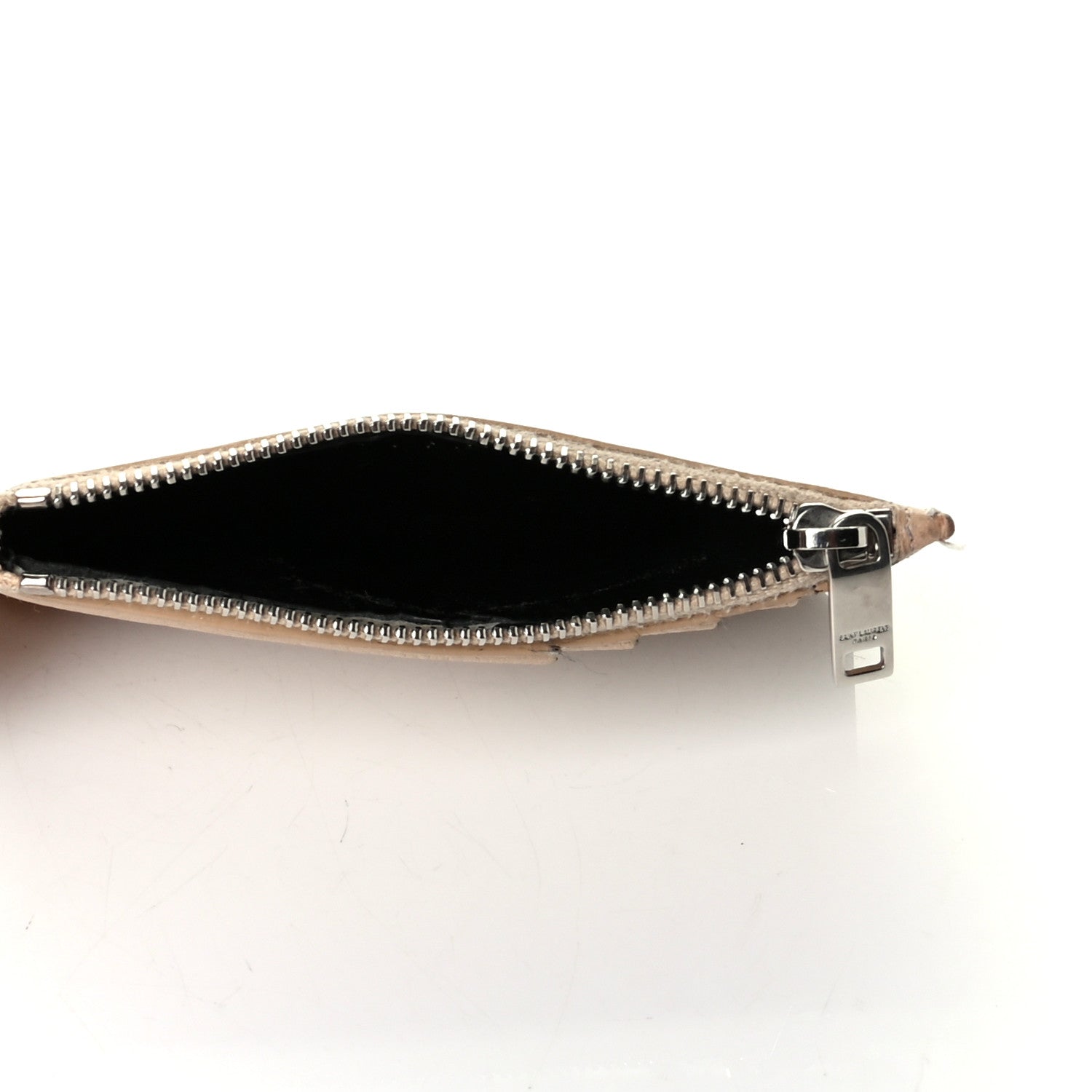 Saint Laurent Grained Calfskin 5 Fragments Zip Pouch Card Holder Nude Powder 4 of 8