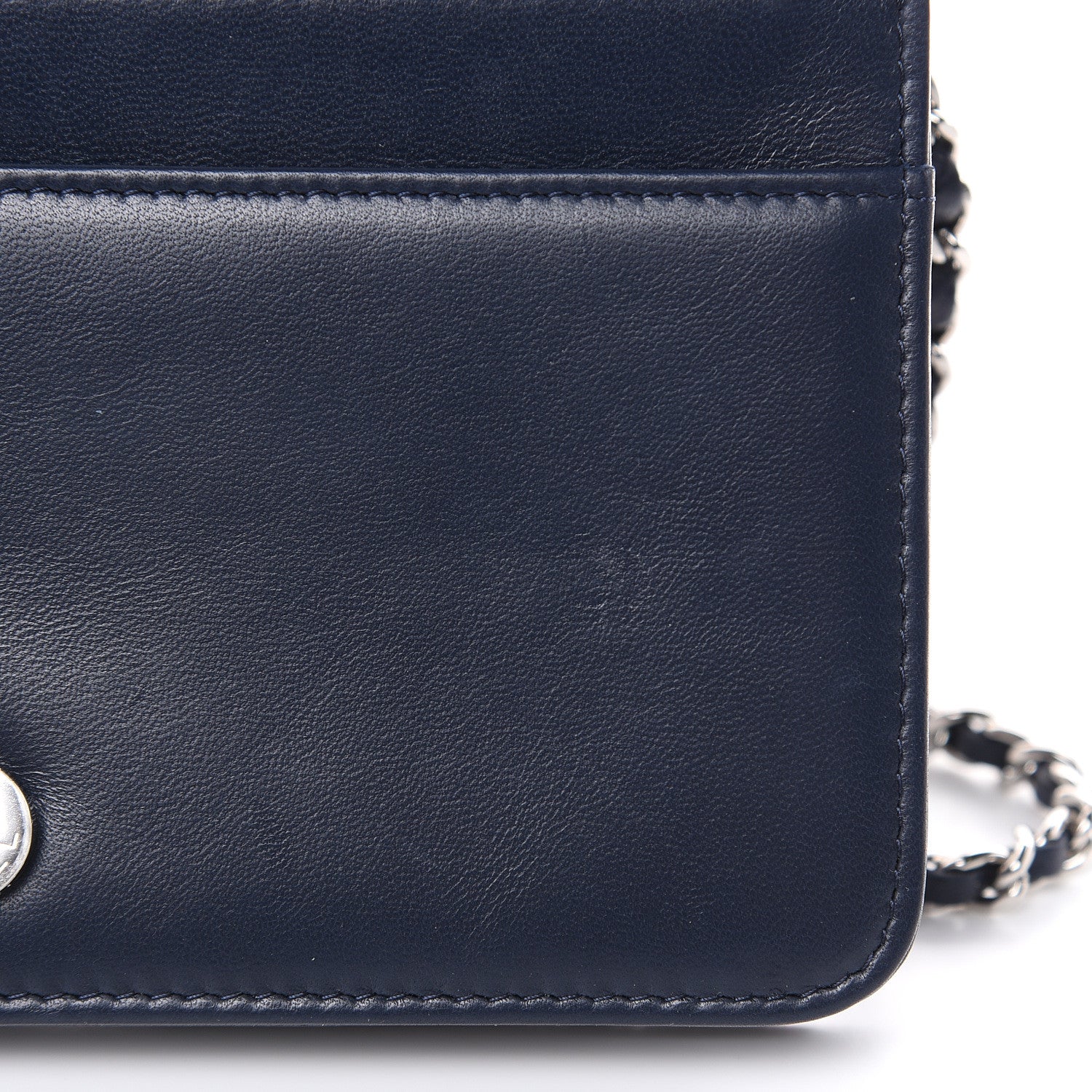 Chanel Lambskin Double Quilted Stitch Wallet On Chain WOC Navy Blue 13 of 14