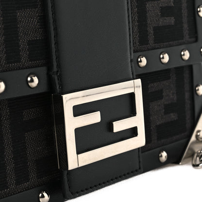 Fendi Recycled Fabric Jacquard Vitello Astro FF 1974 Mini Baguette Trunk Asfalto Black 11 of 12