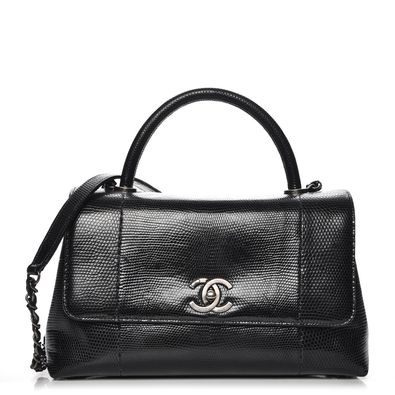 Chanel Lizard Medium Coco Handle Flap Black 1 of 9