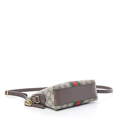 Gucci GG Supreme Monogram Textured Dollar Calfskin Web Small Ophidia Dome Shoulder Bag Beige Ebony New Acero 4 of 9