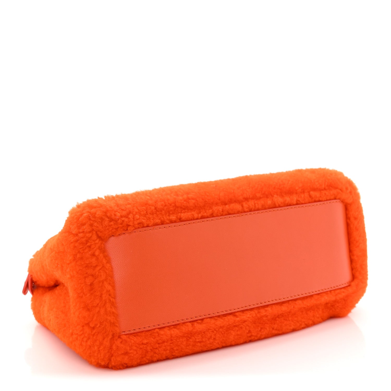 Fendi Shearling Nappa Mini Peekaboo Iconic Satchel Arancio 4 of 12