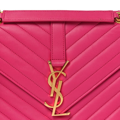 Saint Laurent Lambskin Matelasse Medium Monogram Satchel Fuchsia 7 of 9