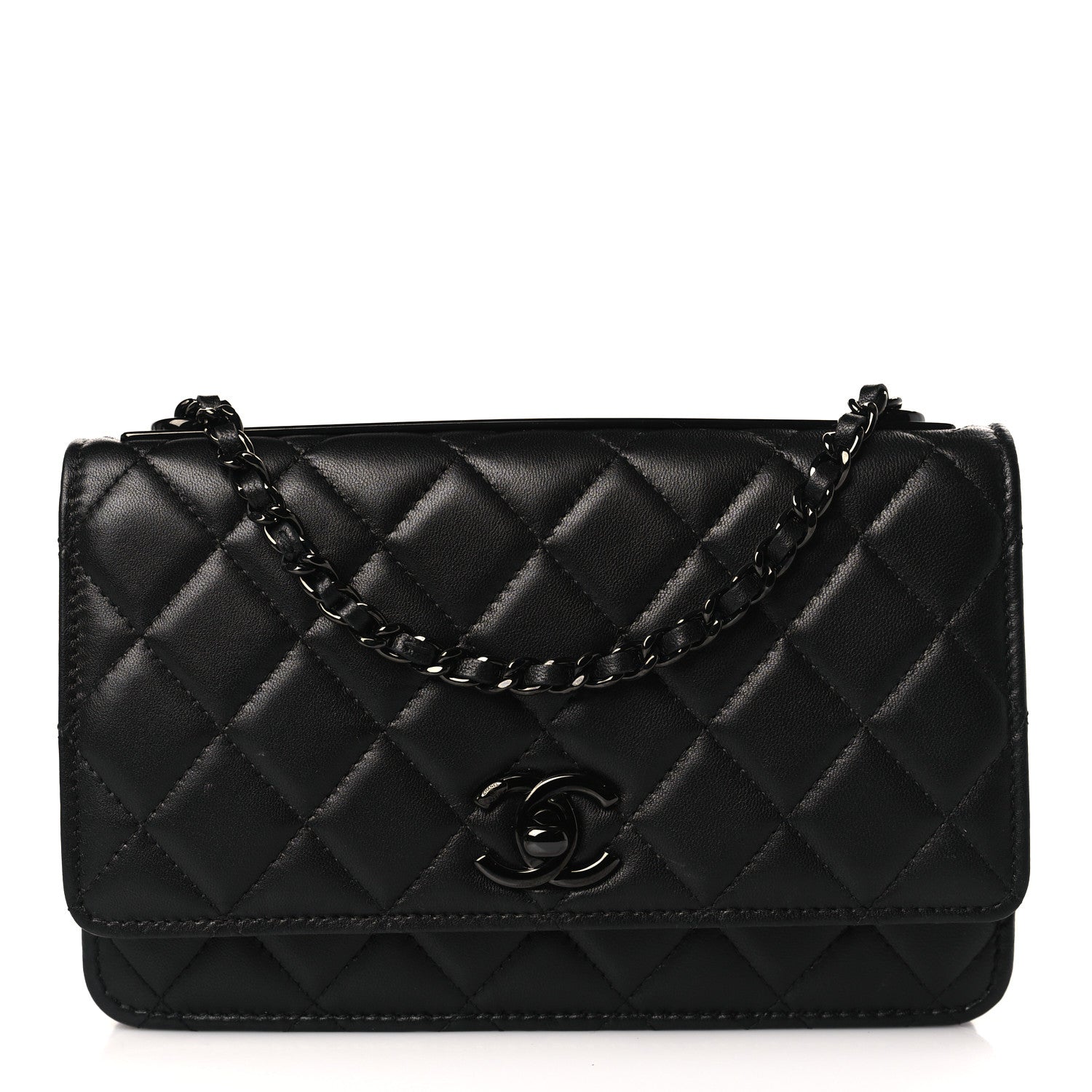 Chanel Lambskin Quilted Trendy CC Wallet On Chain WOC So Black 1 of 10