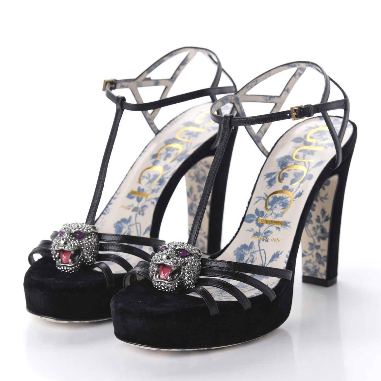 Velvet Malaga Kid Elias T-Strap Platform High Heel Sandals 38 Black