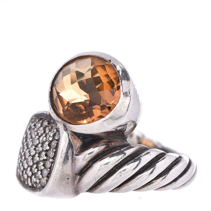David Yurman Sterling Silver Citrine Diamond Bypass Renaissance Ring 53.5 6.5 3 of 5