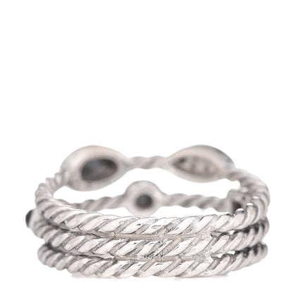 David Yurman Sterling Silver Diamond Black Onyx Hematine Confetti 3 Row Ring 50 5.5 4 of 5