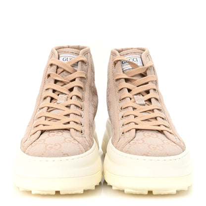 Gucci New Canvas GG Monogram Womens Tennis 1977 High Top 55mm Platform Sneakers 38.5 Skin Rose Dark Skin Rose 3 of 9
