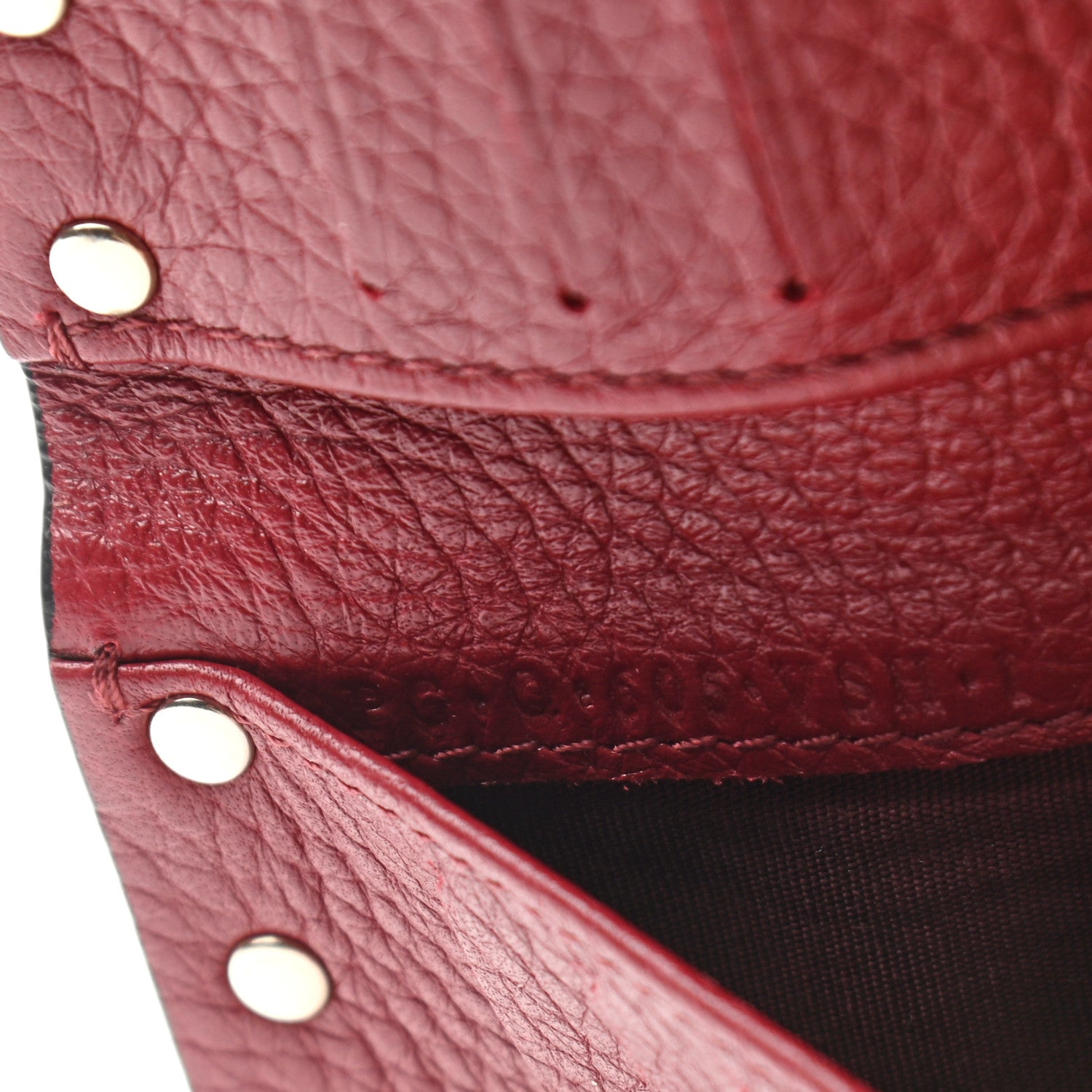 Valentino Garavani Pebbled Calfskin Rockstud Coin Case Card Holder Dark Red 8 of 8
