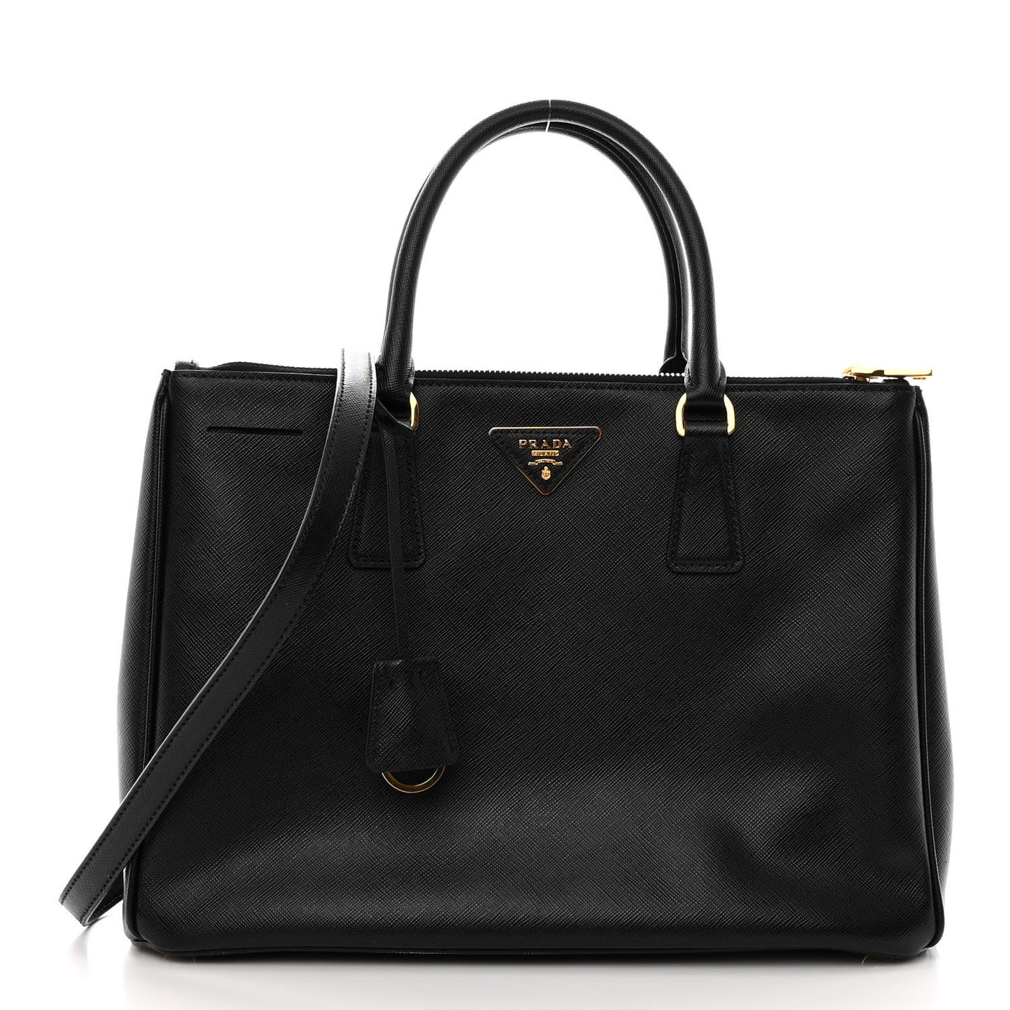 Saffiano Medium Galleria Double Zip Tote Black