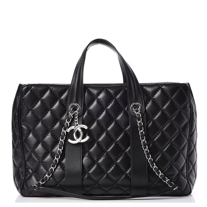 Chanel Lambskin Quilted Large Easy Carry Shopping Tote Black 1 of 8