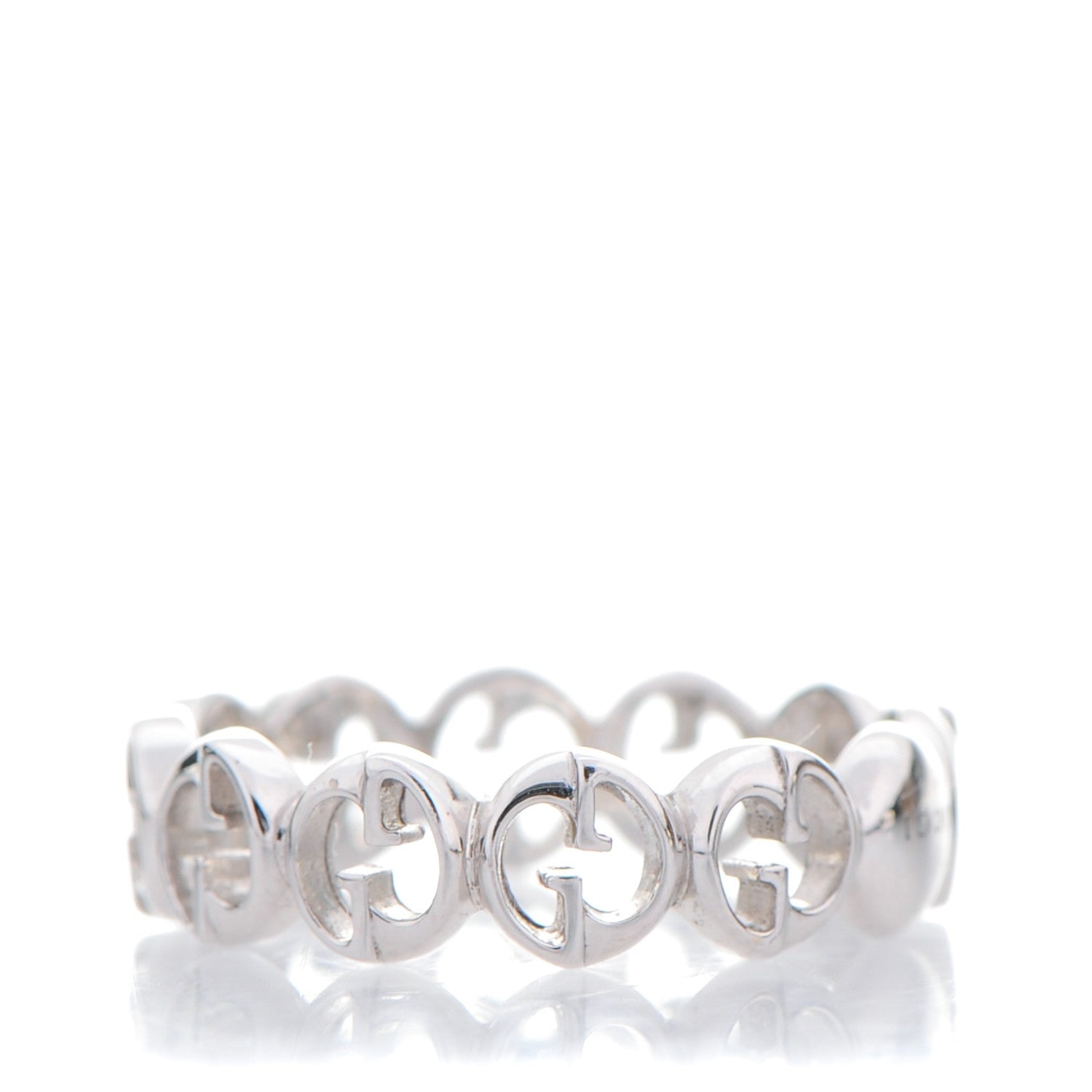 Gucci 18K White Gold 5mm 1973 Band Ring 4.75 1 of 5