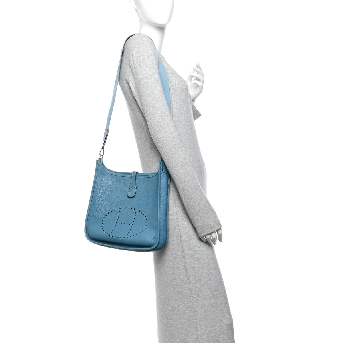Hermes Taurillon Clemence Evelyne PM Blue Jean 2 of 11