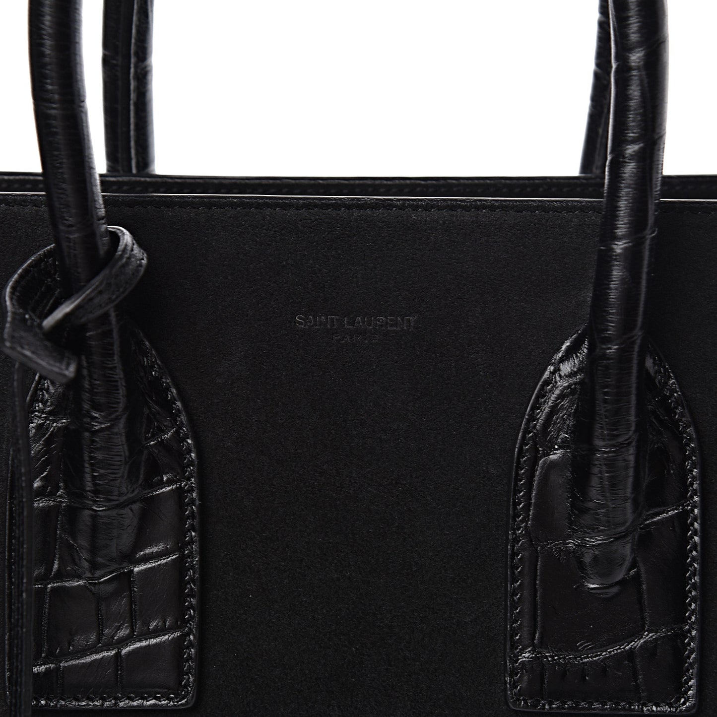 Suede Crocodile Embossed Small Sac De Jour Black