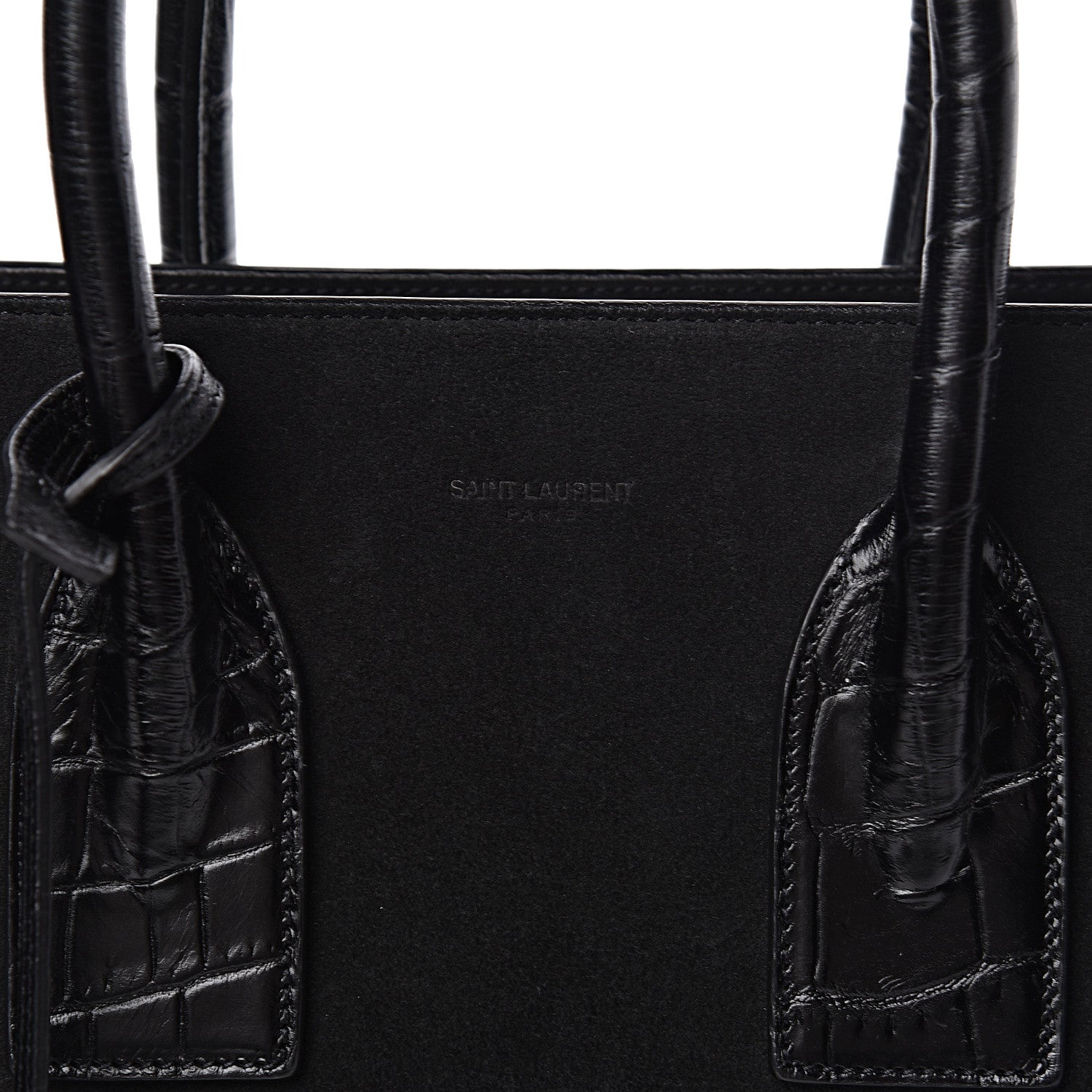 Saint Laurent Suede Crocodile Embossed Small Sac De Jour Black 6 of 9