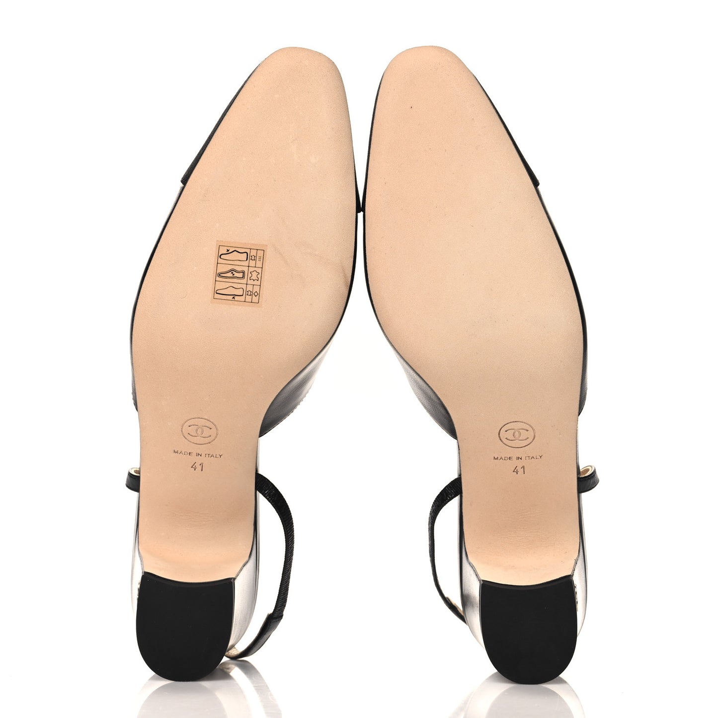 Goatskin Grosgrain Cap Toe CC Slingback Pumps 41 Black