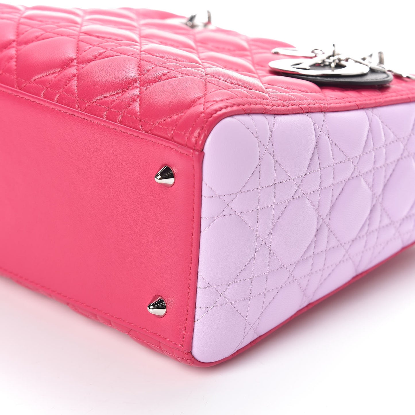 Lambskin Cannage Medium Tri-Color Lady Dior Fuchsia Anemone Black