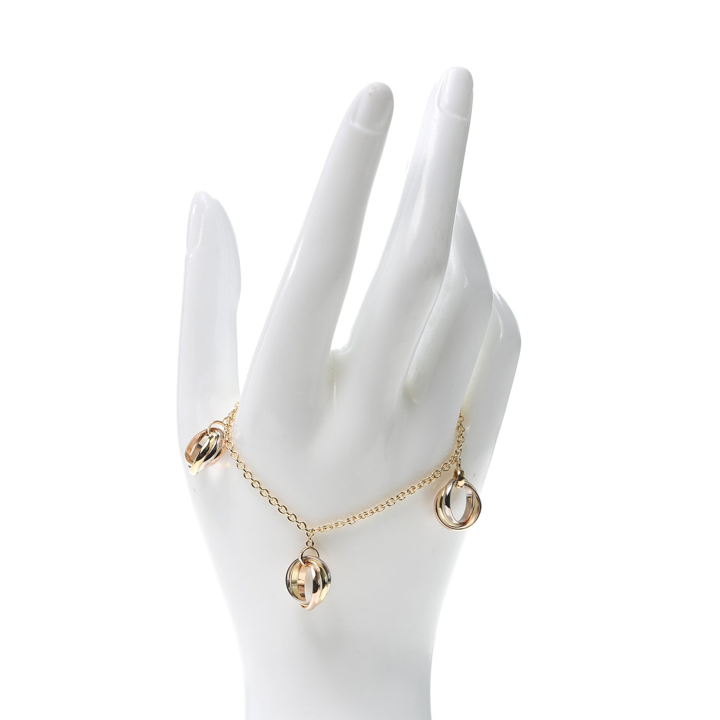 18K Pink Yellow White Gold Trinity Charm Bracelet