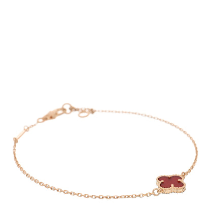 Van Cleef & Arpels 18K Rose Gold Carnelian Sweet Alhambra Bracelet 1 of 3