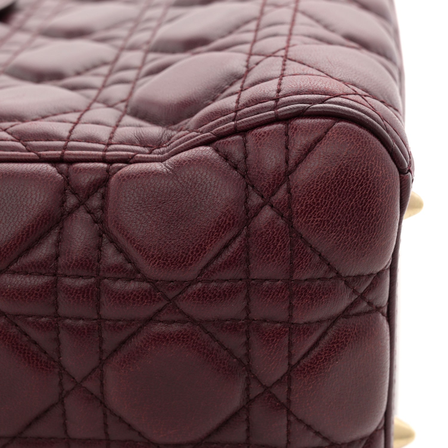Christian Dior Lambskin Cannage Medium Lady Dior Burgundy 12 of 12