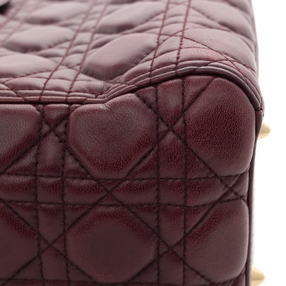 Christian Dior Lambskin Cannage Medium Lady Dior Burgundy 12 of 12