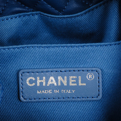 Chanel Calfskin Denim Fringe Chains CC Drawstring Bucket Bag Blue 7 of 8