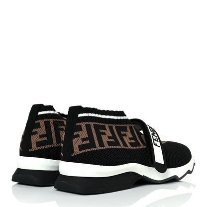 Fendi Stretch Yarn FF Stiff Band Rockoko Sneakers 40 Black White Tobacco 4 of 8
