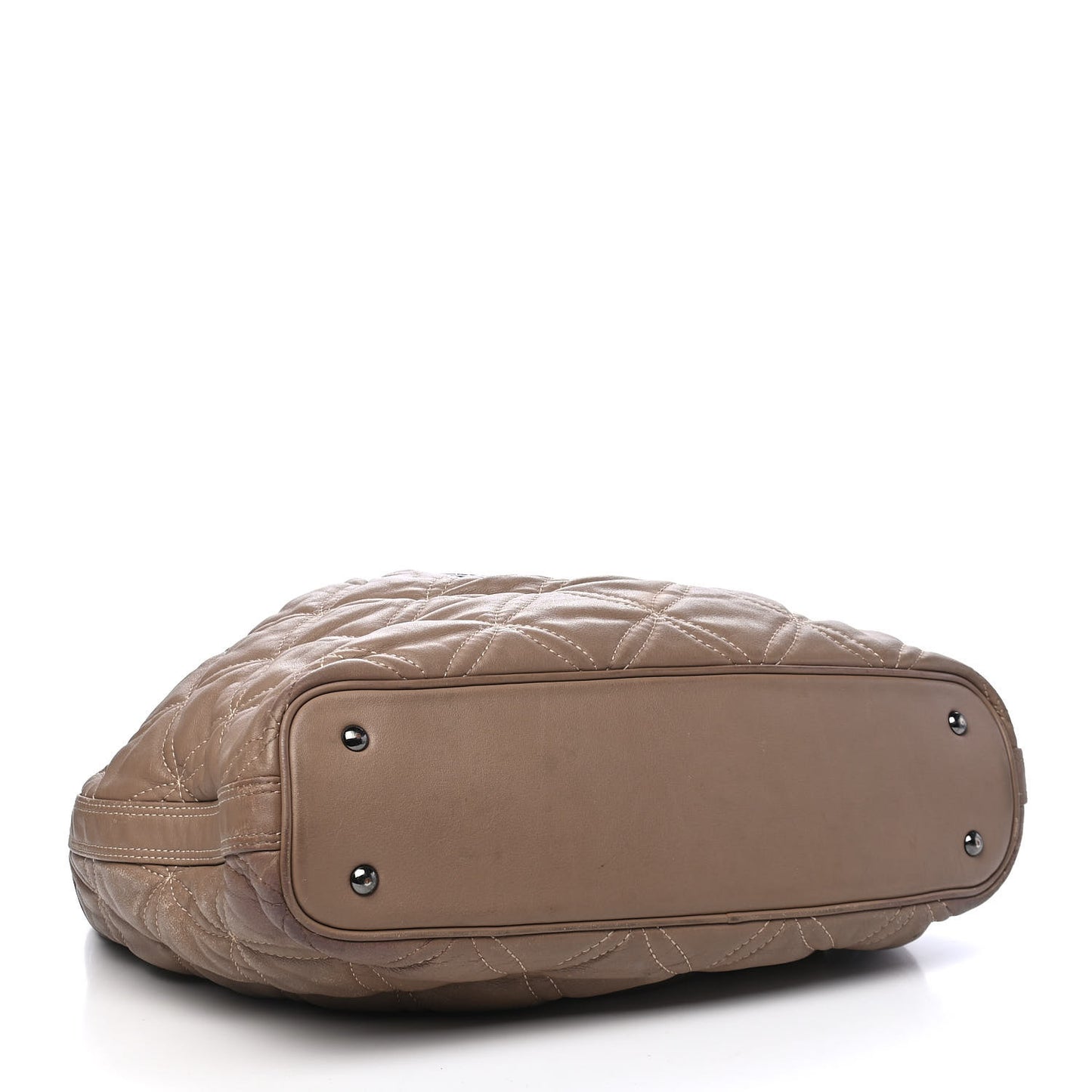 Calfskin Quilted Bucket Bag Beige