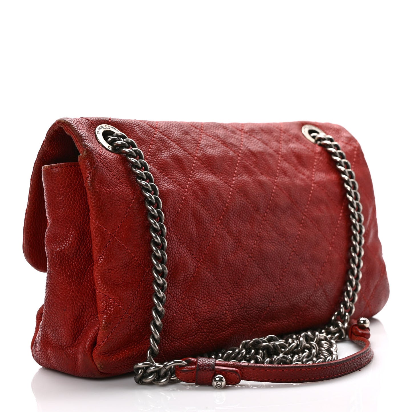 Caviar Quilted Medium Simply CC Flap Red