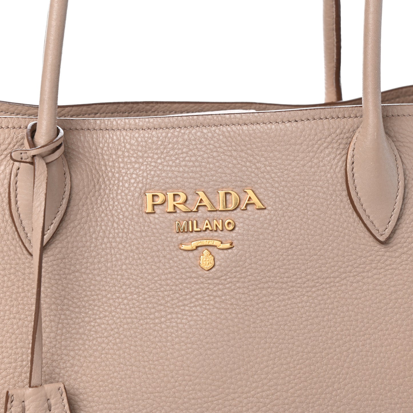 Vitello Daino Side Zip Shopper Tote Cammeo