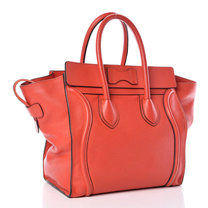 Celine Drummed Calfskin Mini Luggage Vermillion 3 of 10