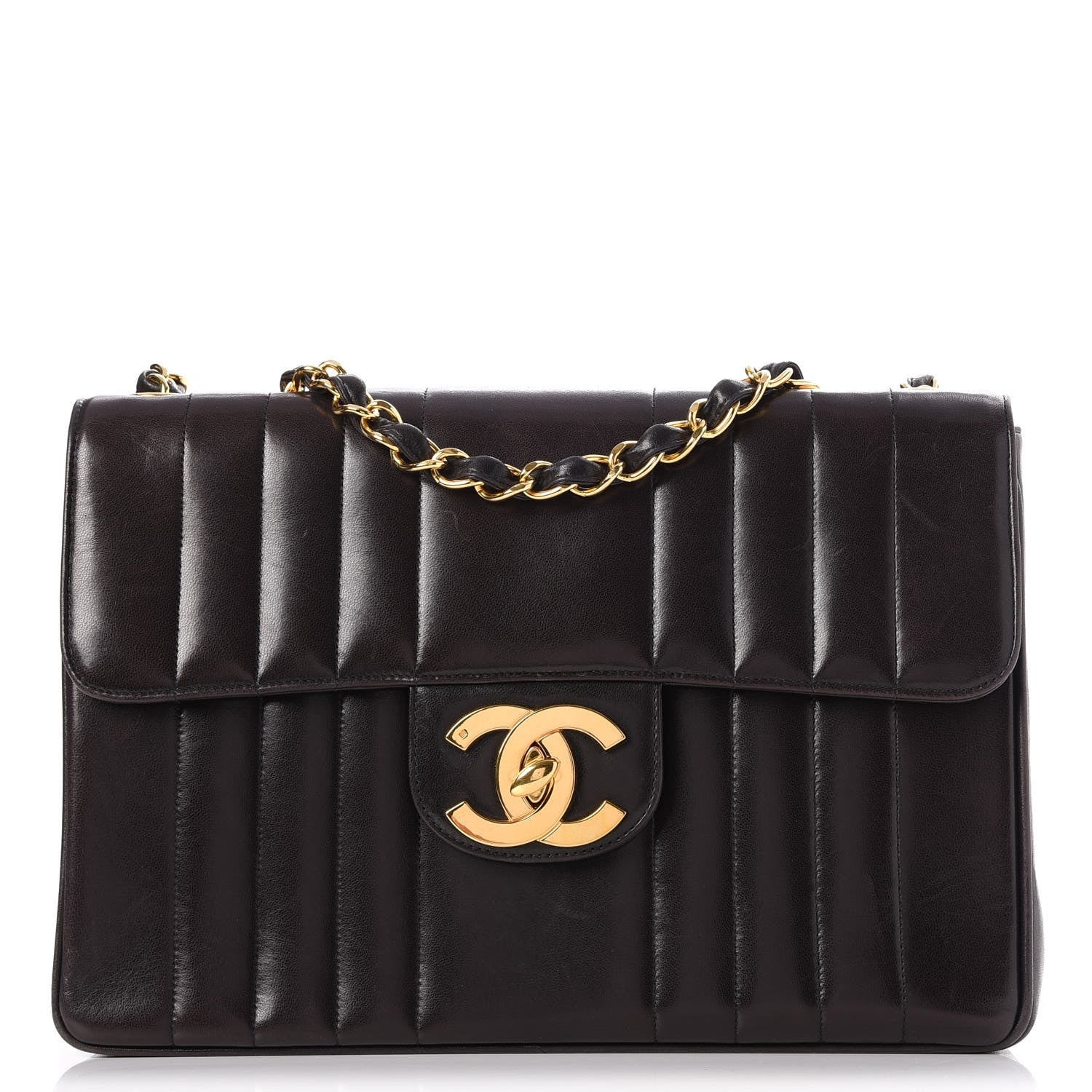Chanel Lambskin Vertical Quilt Jumbo Single Flap Black 1 of 10